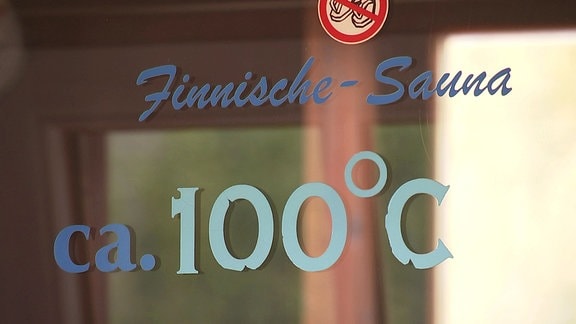 Schild: Finnische Sauna - 100°C