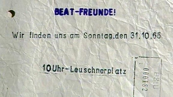 Flugblatt mit einem Protestaufruf an Beatfreunde