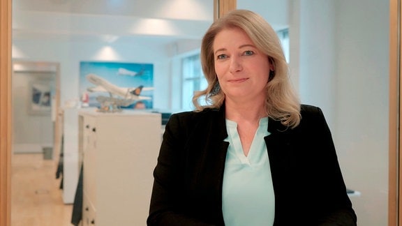 Annette Mann fliegt regelmäßig nach Brüssel ins Lufthansa Büro, von hier aus werden die Interessen des Airline-Verbundes gesteuert