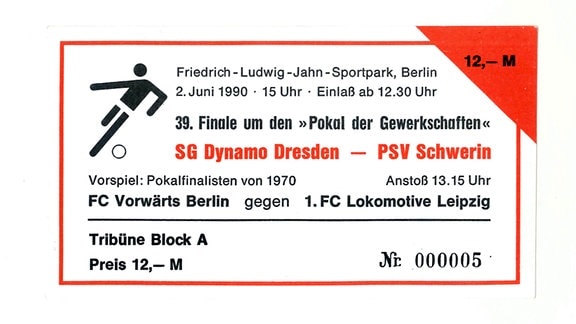Eintrittskarte zum Finale Juni 1990
