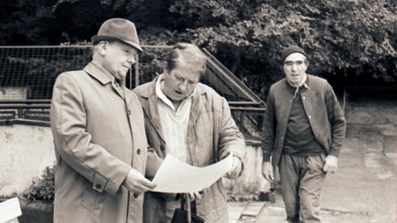 Tierparkgeschichten (7): Alte Freunde. 1989. Bruno Carstens (Herr Kannebier), Erik S. Klein (Wolfgang Mattke) und Jochen Thomas (Willi).