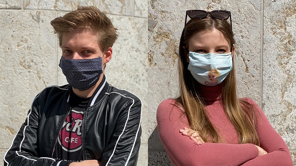 MDR TWEENS Kollegen Chris und Lucy mit selbstgebastelten Masken