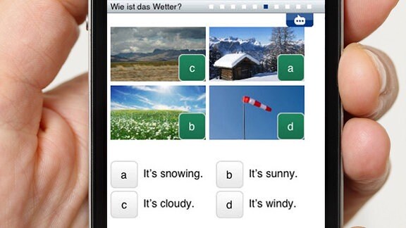 Eine App mit einem Bilderrätsel zum Englischlernen