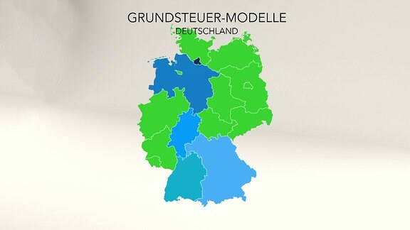 Deutschland-Karte mit Einteilungen unterschiedlicher Grundsteuer-Modelle