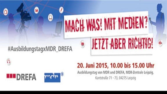 Banner zum Ausbildungstag von MDR und DREFA