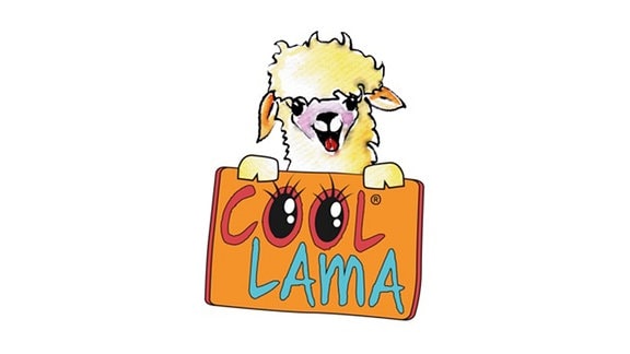 Ein gezeichnetes Lama lacht über dem Schrift Cool Lama