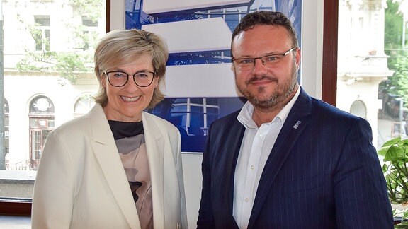 MDR-Intendantin Karola Wille und René Zavoral (Generaldirektor Tschechischer Rundfunk) 