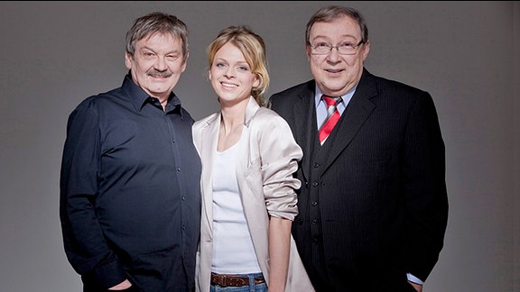 Die MDR-Polizeiruf-Kommissare Herbert Schneider (Wolfgang Winkler), Nora Lindner (Isabell Gerschke) und Herbert Schmücke (Jaecki Schwarz) (v.l.)