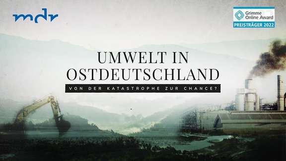Covergrafik "Umwelt in Ostdeutschland" mit Grimme Online Award Button