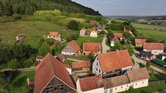 mittelalterliches Dorf von oben