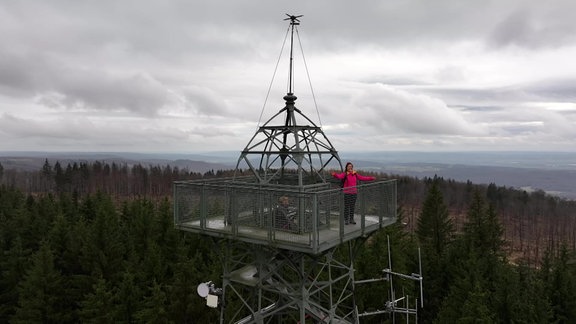 Aussichtsturm aus Stahlgerüst, der Poppenburgturm im Harz