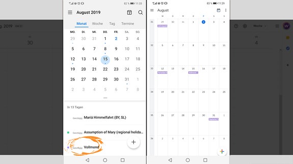 Grafische Anleitung zum Abonnieren des MDR Wissen Weltraumkalenders auf Handy mit Android-Betriebssystem