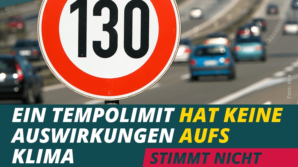Stimmt nicht: Ein Tempolimit hat keine Auswirkungen aufs Klima