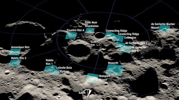Mögliche Landeregionen der Artemis-III-Mission