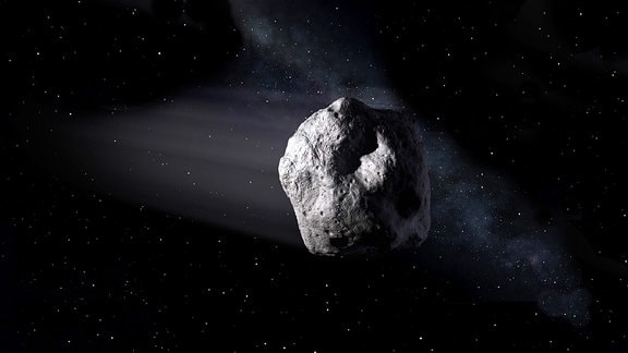 Ein Asteroid im Weltall.