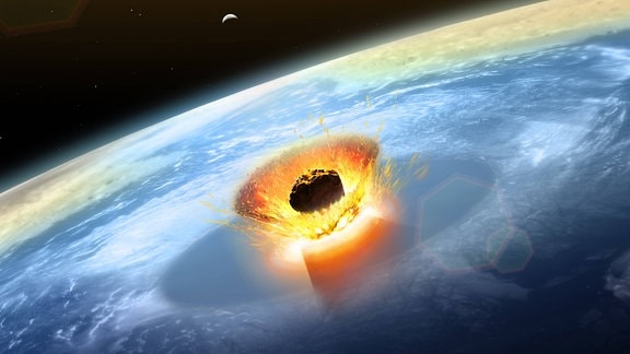 Illustration eines Asteroideneinschlags auf der Erde