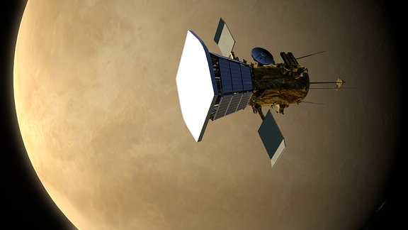 Eine künstlerische Darstellung der NASA-Raumsonde "Parker Solar Probe" bei der Venus