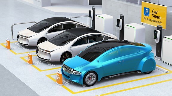 autonome Fahrzeuge an einer Ladestation Concept