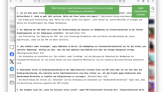 Screenshot des Bias-Scanners der Uni Coburg