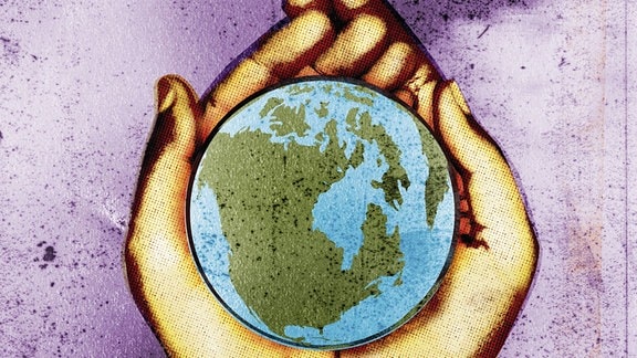 Hände halten Globus