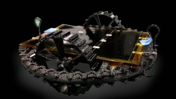 Eine Nahaufnahme eines der fünf mexikanischen Roboter, die sich auf den Weg zum Mond machen werden.