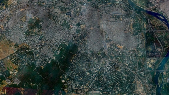 Satellitenbild von Delhi (Indien) ohne Straßenmarkierungen
