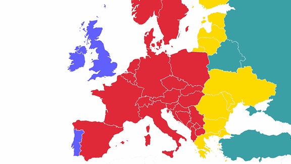 Die Zeitzonen Europas (bei Winter-/Normalzeit)