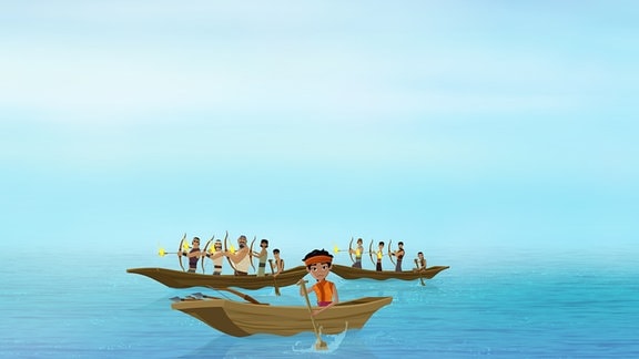 Marco in einem Kanu.