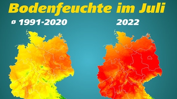 Vergleich Bodenfeuchte im Juli in Deutschland: Durchschnitt 1991-2020 vs. 2022