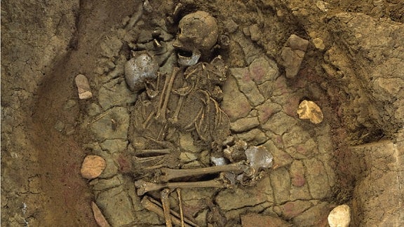Skelettreste einer Erwachsenen und eines Kindes aus Altwies