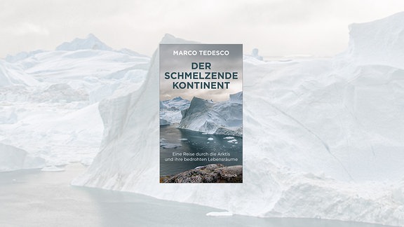 Das Cover von "Der schmelzende Kontinent" zeigt eine Gletscherlandschaft mit einer Wasserfläche.