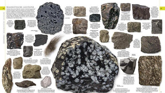 Sehr unterschiedliche magmatische Gesteine aus dem Buch "Die Natur in über 5000 Fotos"