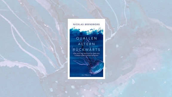 Das Cover ist ein Aquarell eines Querschnitts durch die Meeresoberfläche. Im Meer eine lila-blaue Qualle, darüber Titel des Buchs und der Verlag. Oberhalb des Meeres steht auf weißem Grund der Name des Autors.