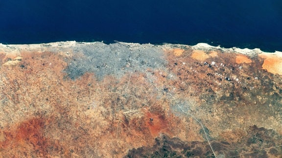 Foto der Stadt Mogadischu, aufgenommen aus der ISS
