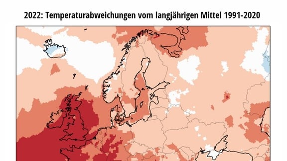 Europa-Karte: Temperatur-Anomalien 2022