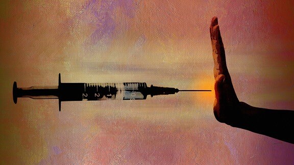 Illustration - Hand verweigert Impfung