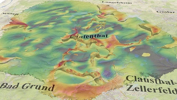 3-D-Modell zu Erzkörpern im Harz-Untergrund