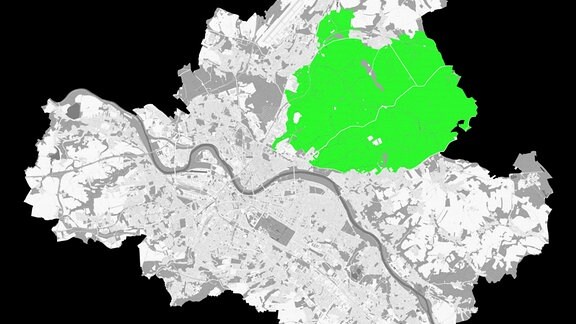 Karte Stadtgebiet Dresden mit Dresdner Heide
