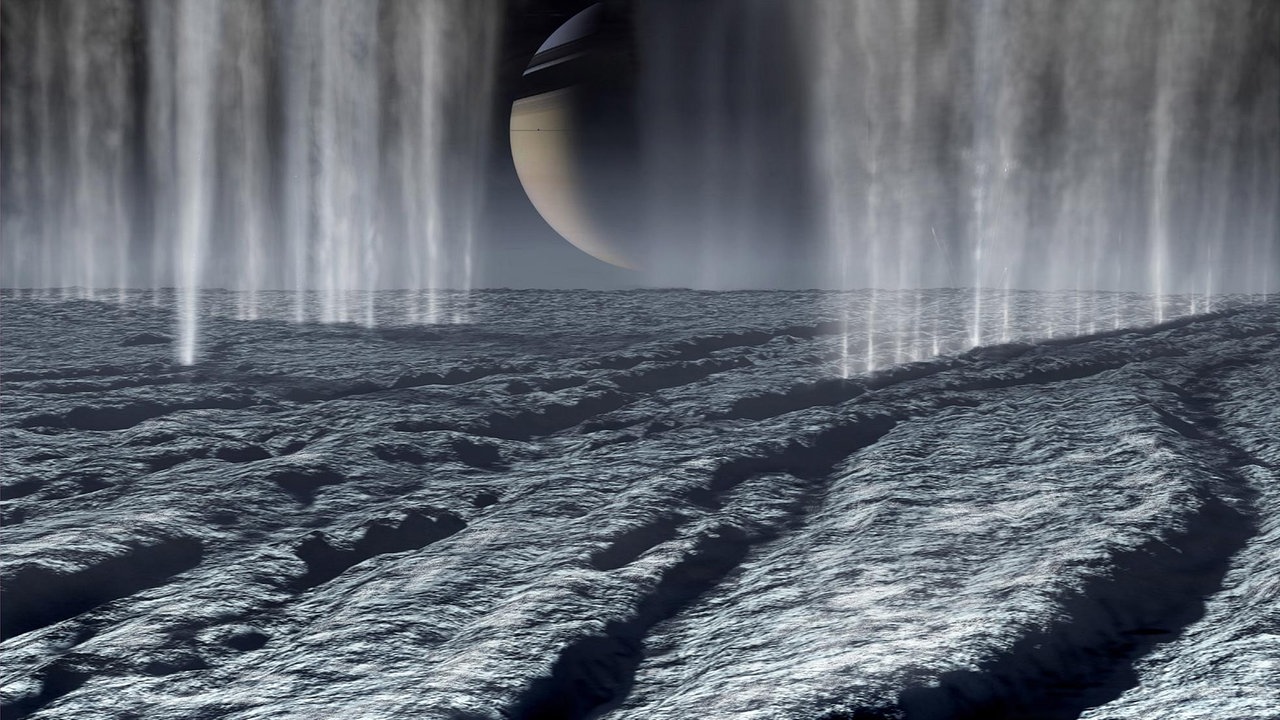 Blick auf Saturn von Enceladus