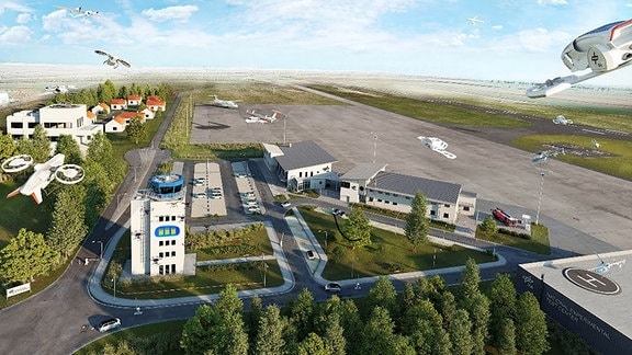 Zukunftskonzept des Nationalen Erprobungszentrum für Unbemannte Luftfahrtsysteme in Cochstedt.