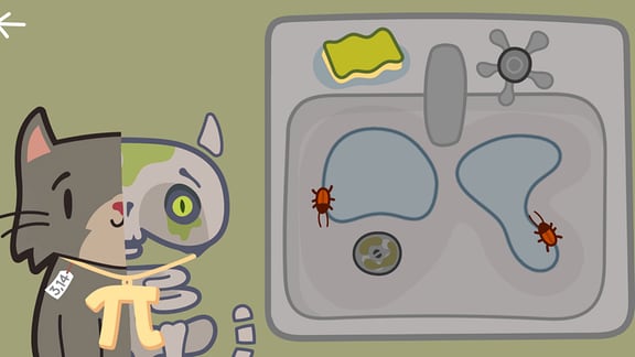 Screenshot des preisgekrönten Handy-Spiels "Katze Q"