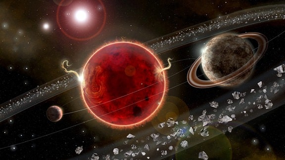 Eine künstlerische Darstellung des Planetensystems der Proxima Centauri.