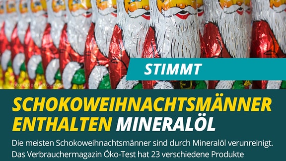 Tafel für Faktencheck: "Schokoweihnachtsmänner enthalten Palmöl"