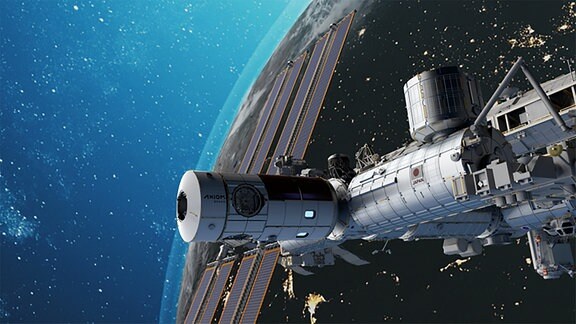 Eine künstliche Darstellung der kommerziellen Raumstation von Axiom Space.