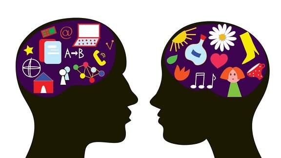 Illustration: Gehirne zweier Menschen