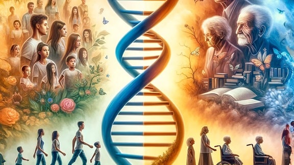 Symbolbild Genetik, Fortpflanzung, Altwerden