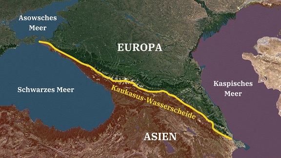 Die Kaukasus-Wasserscheide als Grenze zwischen Europa und Asien