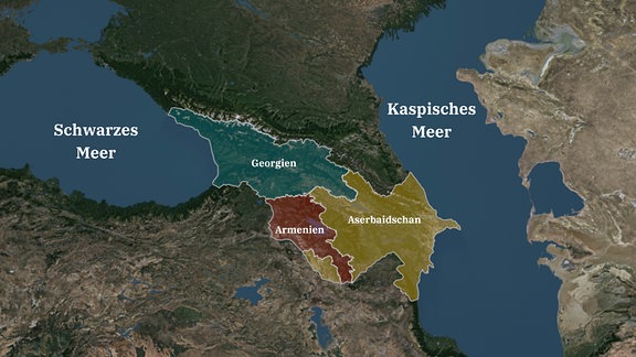 Georgien, Armenien, Aserbaidschan südlich des Kaukasus werden manchmal mit zu Europa gezählt.