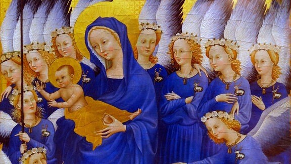 Mittelalterliches Gemälde: Darstellung der Jungfrau Maria mit Kind