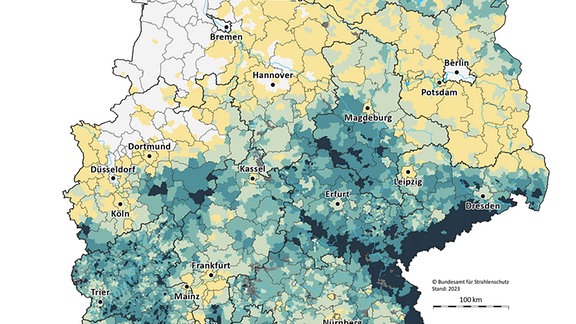 Karte Radonbelastung in Deutschland